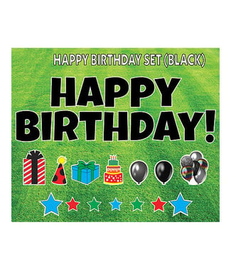 Rental Yard Card "Happy Birthday - Black" - Store Pick Up ONLY