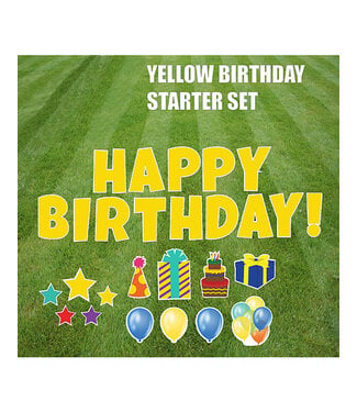 Rental Yard Card "Happy Birthday - Yellow" - Store Pick Up ONLY