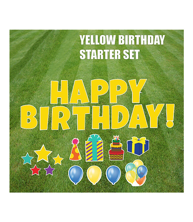 Rental Yard Card "Happy Birthday - Yellow" - Store Pick Up ONLY