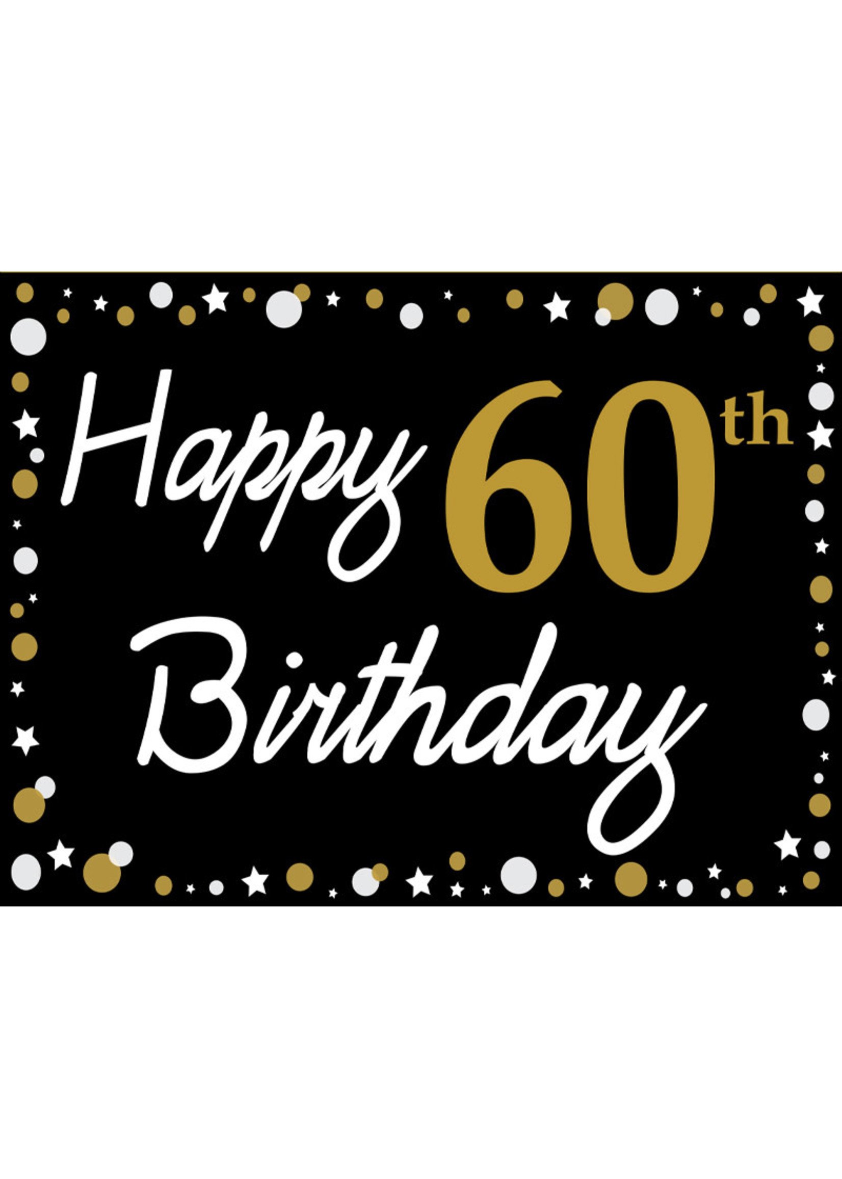 Happy 60th Birthday - Black, Gold & White Yard Sign