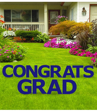 Congrats Grad Dark Navy Blue Yard Signs