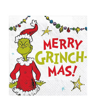 Amscan Merry Grinchmas Beverage Napkins - 16ct