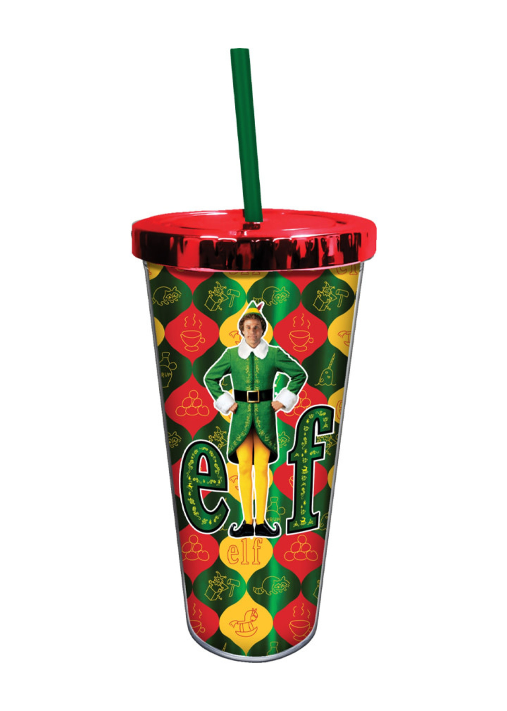 SPOONTIQUE Elf - Foil 20 Oz. Cup with Straw