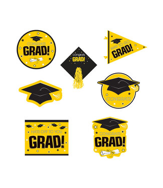Yellow Graduation Deluxe Cutouts - 16ct