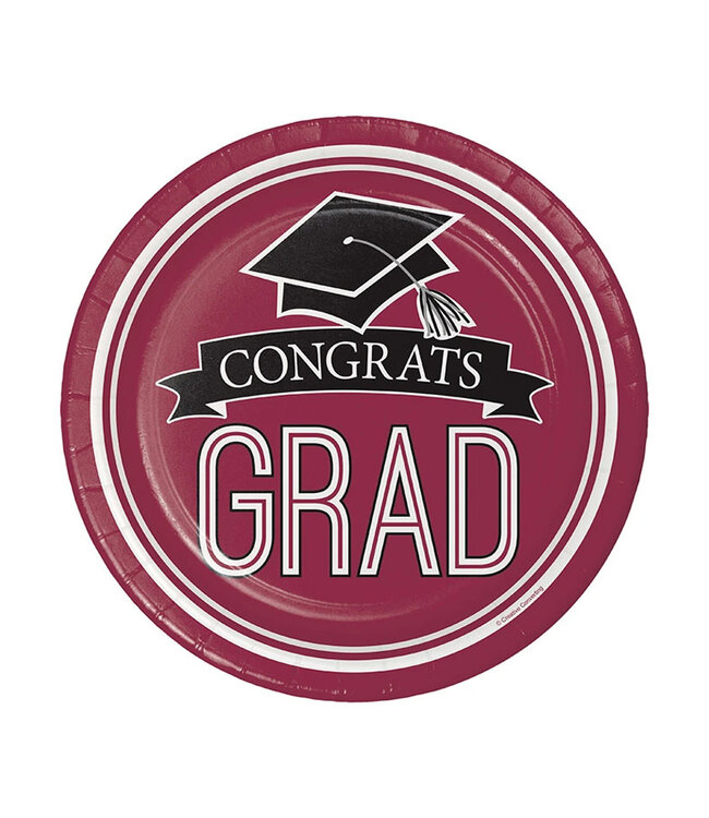 Creative Converting Burgundy Grad Lunch Paper Plates, 18 ct
