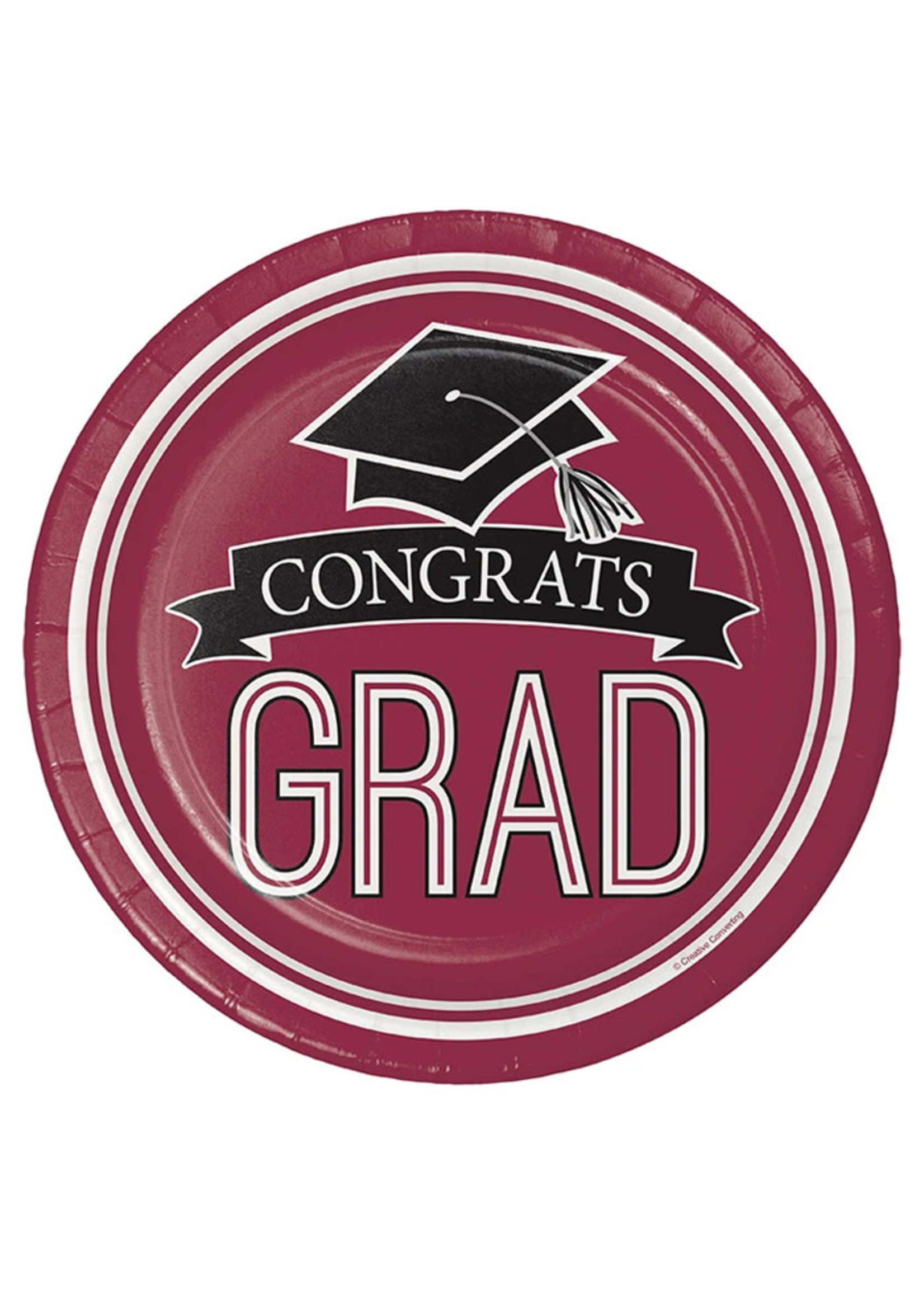 Burgundy Grad Dessert Plates, 18 ct Party On!