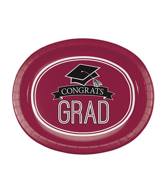 Creative Converting Burgundy Grad Oval Platters, 10" X 12", 8 ct