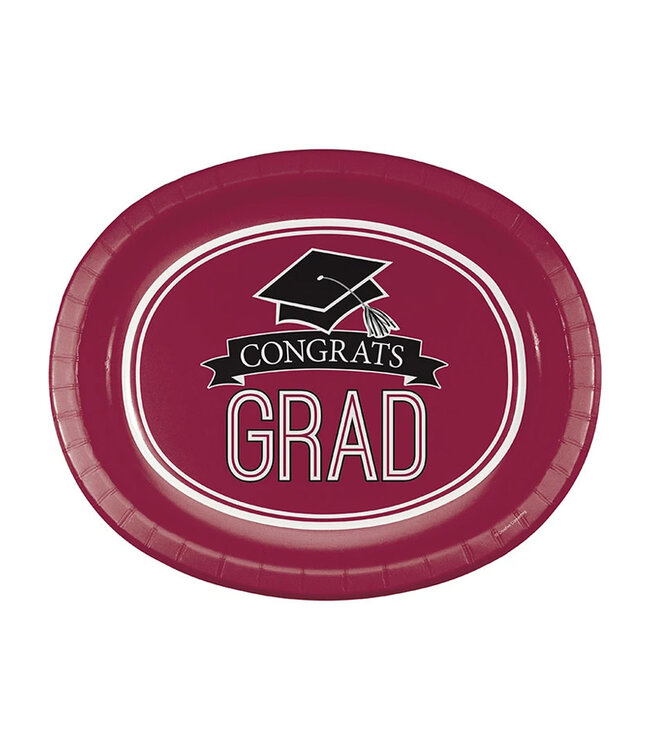 Creative Converting Burgundy Grad Oval Platters, 10" X 12", 8 ct