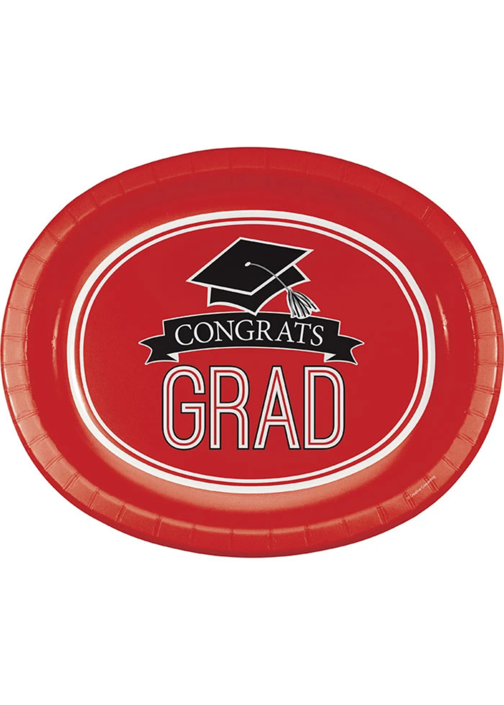 Creative Converting Red Grad Oval Platters, 10" X 12" - 8 ct