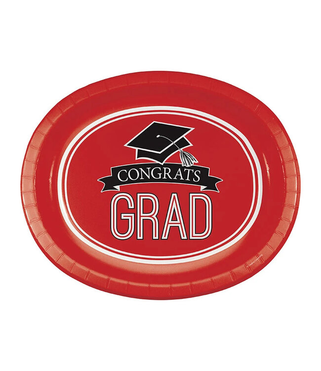 Creative Converting Red Grad Oval Platters, 10" X 12" - 8 ct