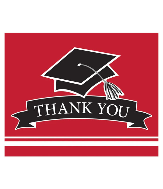 Creative Converting Grad Red Thank You Notes - 25 ct
