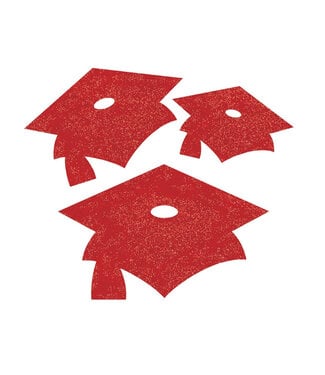 Creative Converting Red Mortarboard Graduation Cutouts - 12 ct