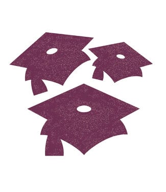Creative Converting Burgundy Mortarboard Graduation Cutouts - 12 ct