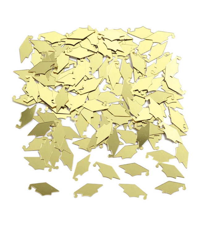 Creative Converting Yellow / Gold Mortarboards Graduation Confetti - 0.5 oz