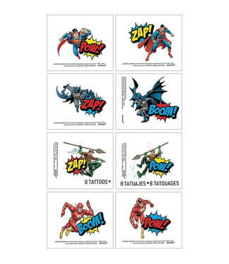 Justice League Heroes Unite Tattoos 1 Sheet