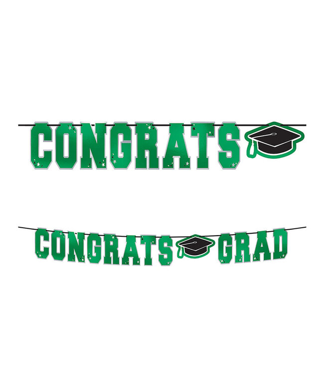 Green Congrats Grad Letter Banner