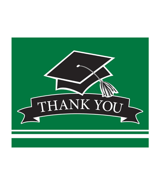 Creative Converting Green Grad Thank You Notes - 25ct