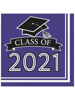 Creative Converting Class Of 2021 Luncheon Napkin, Purple - 36ct