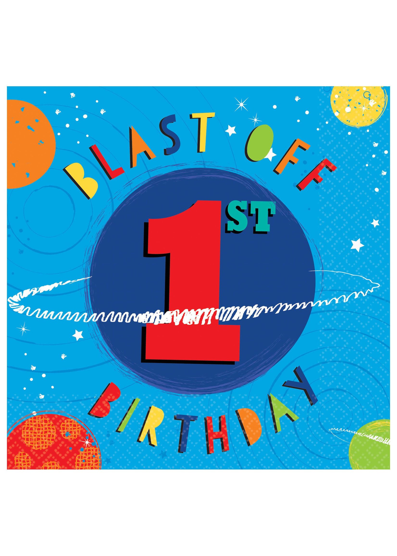 Blast Off Birthday Luncheon Napkins - 1st Birthday - 16ct