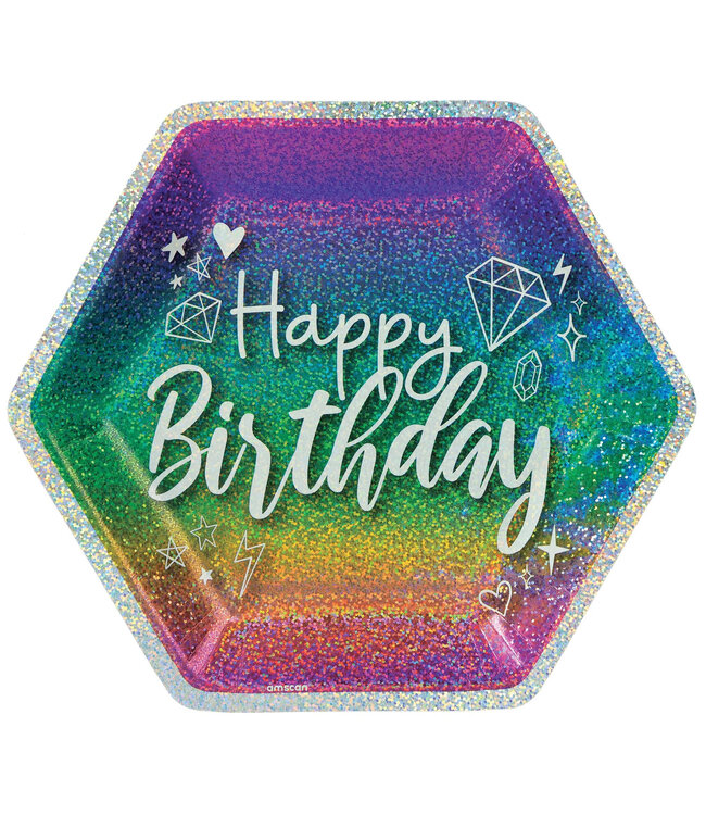 Sparkle 9" Prismatic Hexagonal Plate - 8ct