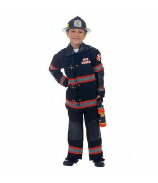 UNDERWRAPS Firefighter Black Uniform - Boy's