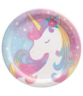 Enchanted Unicorn Round Paper Dessert Plates - 8ct