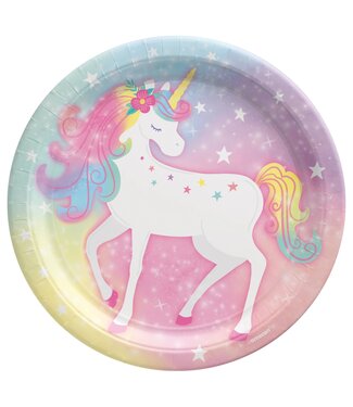 Enchanted Unicorn Round Paper Lunch Plates - 8ct