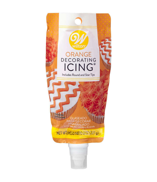 8OZ ICING POUCH WITH TIPS ORANGE