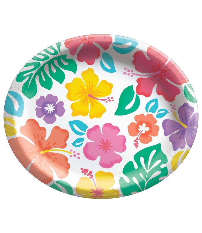 AMSCAN Summer Hibiscus Oval Plates - 20ct