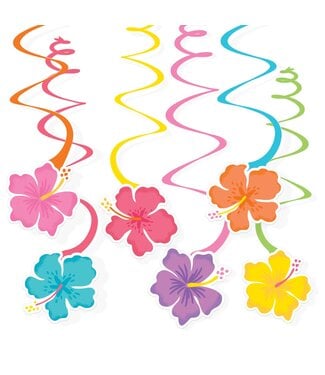 AMSCAN Summer Hibiscus Swirl Decorations - 12ct
