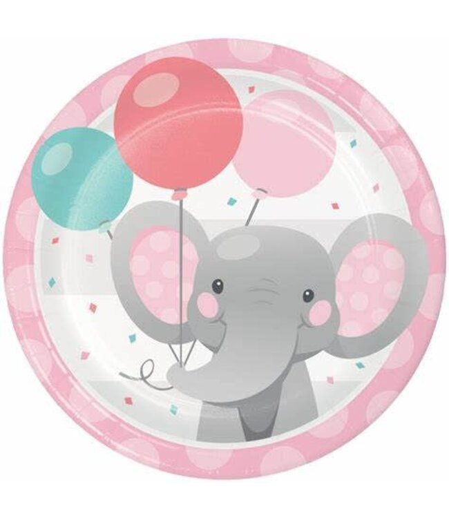 Creative Converting Enchanting Elephant Girl Dessert Plates - 8ct