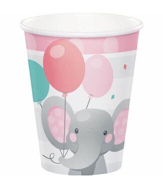 Creative Converting Enchanting Elephant Girl 9oz Cups - 8ct