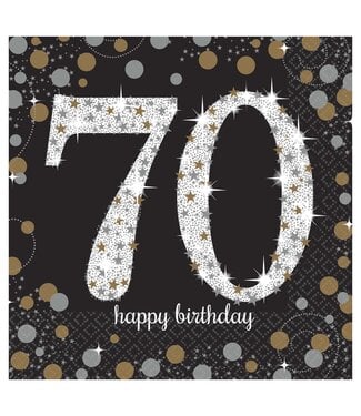 Sparkling Celebration 70th Birthday Lunch Napkins - 16ct