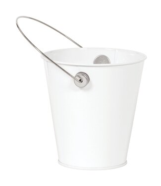 Metal Bucket W/ Handle - White