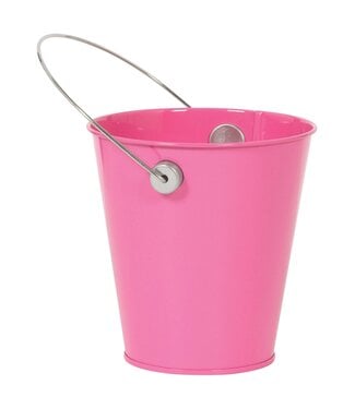 Metal Bucket W/ Handle - Bright Pink
