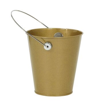 Metal Bucket W/ Handle - Gold