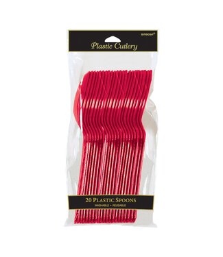 Plastic Spoons, Mid Ct. - Apple Red