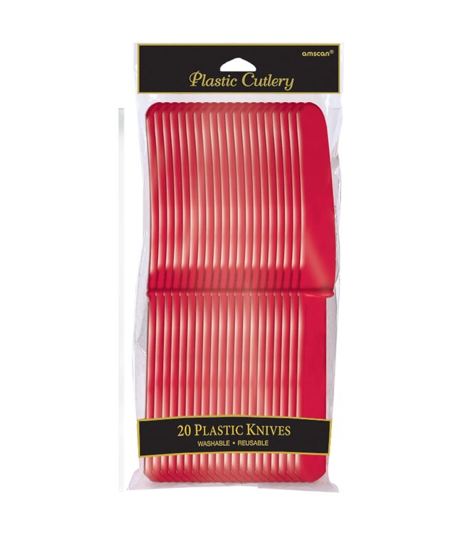 Plastic Knives, Mid Ct. - Apple Red