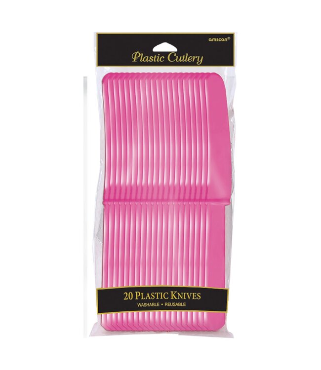 Plastic Knives, Mid Ct. - Bright Pink