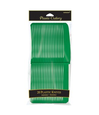 Plastic Knives, Mid Ct. - Festive Green