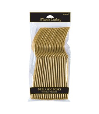 Gold Plastic Forks - 20ct