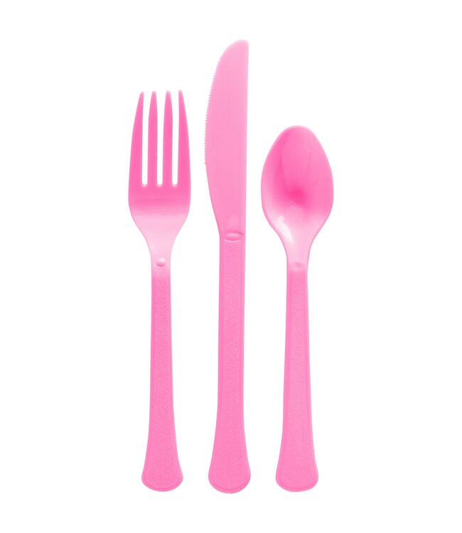 200CT CUTLERY SET BRIGHT PINK