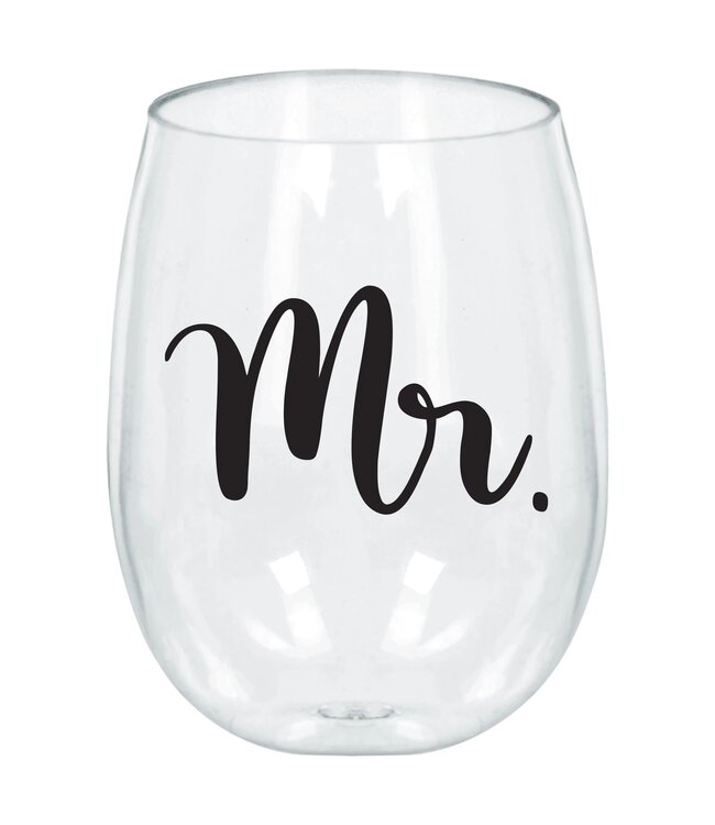 AMSCAN Mr. Stemless Wine Glass