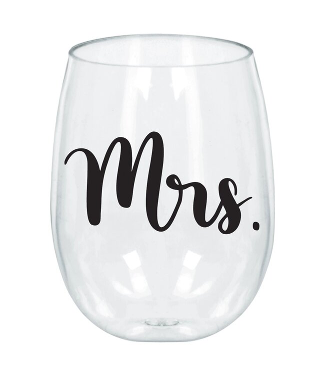 AMSCAN Mrs. Stemless Wine Glass