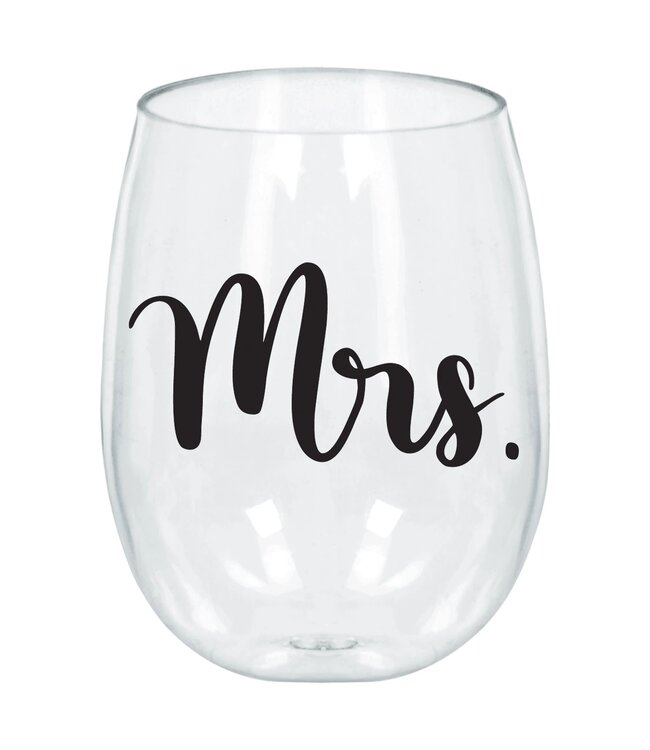 Amscan Mrs. Stemless Wine Glass