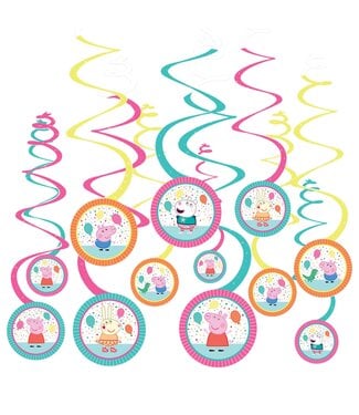 Peppa Pig Confetti Party Spiral Decorations - 12ct