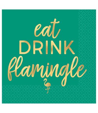 Eat Drink Flamingle Beverage Napkins - 16ct