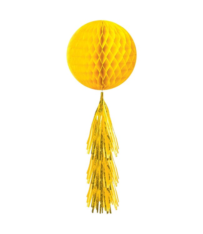 28IN HONEYCOMB BALL W/TAIL YELLOW