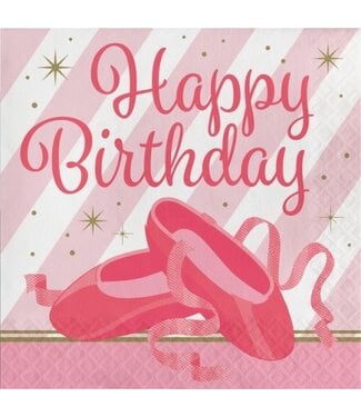 Creative Converting Twinkle Toes Ballerina Birthday Lunch Napkins - 16ct
