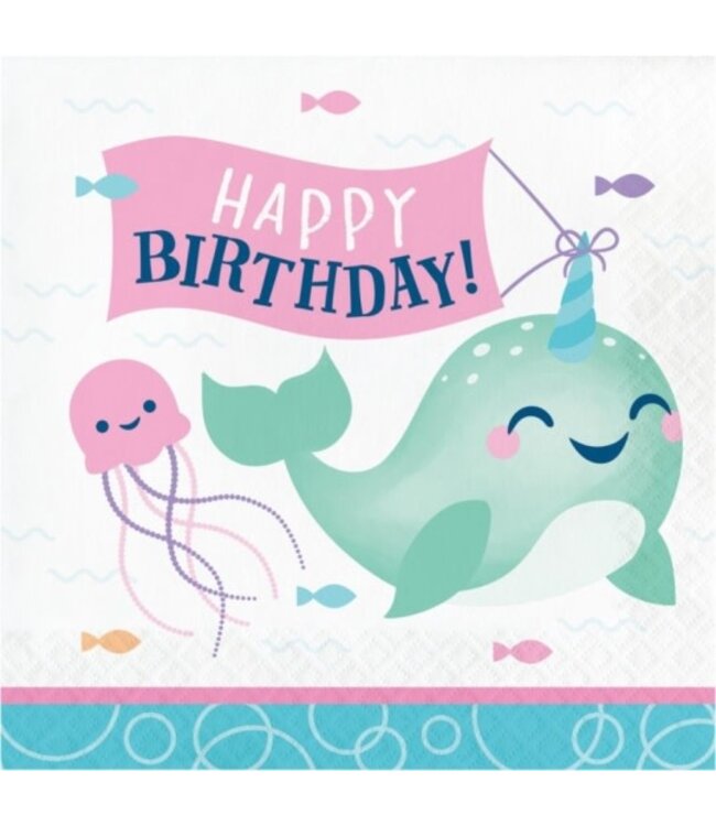 Creative Converting Narwhal Party Birthday Lunch Napkins - 16ct